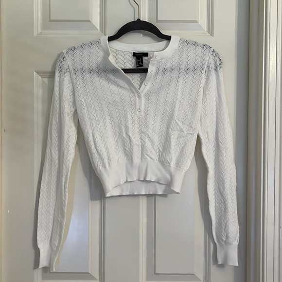 Forever 21 Cropped White Sweater - Picture 2 of 6